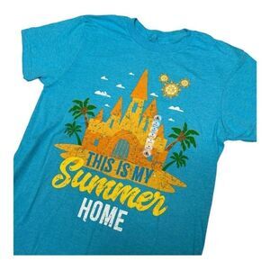 Disney Parks S Summer Home Castle T-Shirt Ears‎ Colorful World Logo Fun Vacation